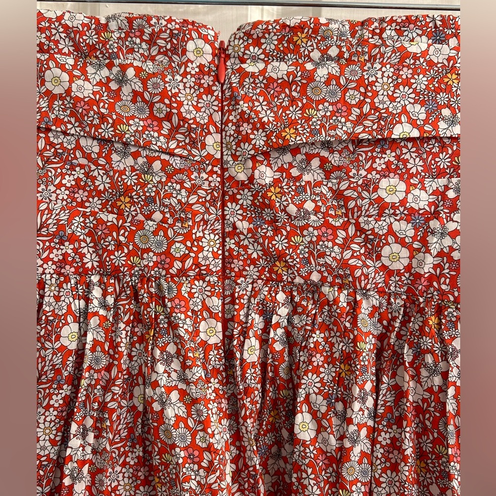 J Crew Liberty of London Tie Front Floral Strapless Midi Dress/Size 8/Never Worn - Picture 7 of 10